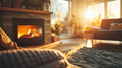 Cozy living room fireplace scene