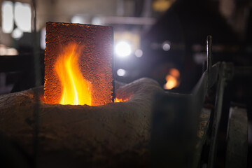 Foundry ferrous metal is melted in an induction furnace of metallurgical plant