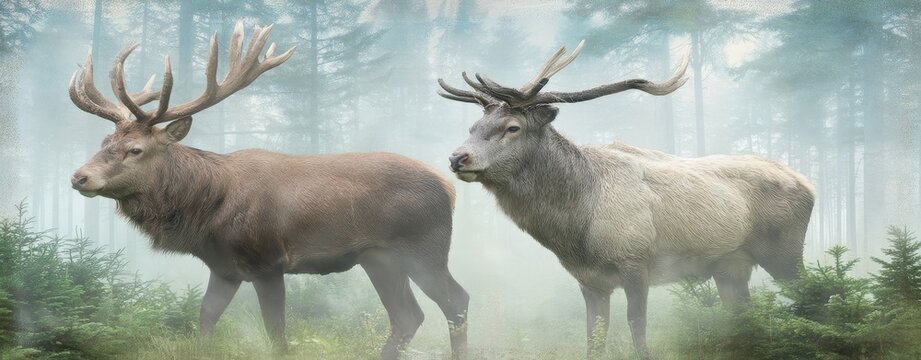 Majestic Deer Walking Through Misty Forest for International Day of Forests Celebrations
