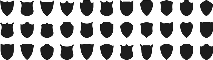 Shields set. Collection of security shield icons. Vector illustration