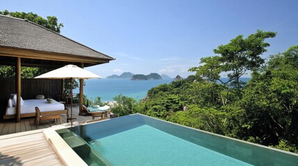 Private island resort imagery used in luxury tour package promotions