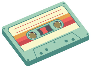 Obraz premium Retro Cassette Tape Illustration: Vintage Music, Audio, and Nostalgia Design.