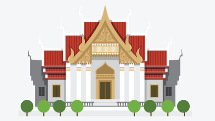 Obraz premium illustration of a traditional-style building with classic architectural features, reflecting cultural heritage, timeless design