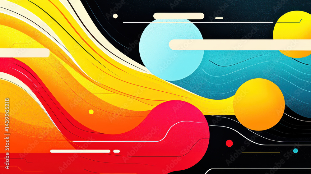Poster colorful abstract illustration with bold animal print inspired patterns creating dynamic waves and c