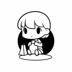 Fototapeta premium Minimalist Chibi Character Line Art Collection