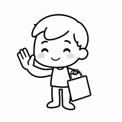 Obraz premium Minimalist Chibi Character Line Art Collection