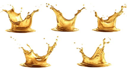 Liquid Dance: A collection of five dynamic splash illustrations, capturing the beauty of liquid in mid-motion with intricate details and a sense of flowing energy.