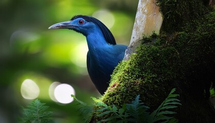 Obraz premium Cendrawasih bird in forest, green leaves and trees background 