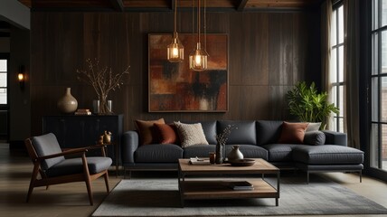 Modern Dark Living Room Design