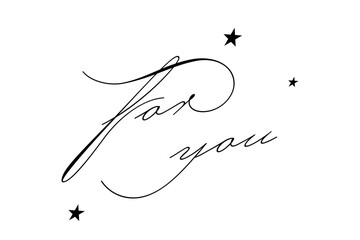 手書きの筆記体で書いたような、for you（あなたへ）のレタリング（カリグラフィー）によるロゴマーク
