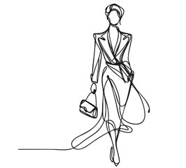 Business woman fashion sketch. Modern, elegant, luxury style. Vector illustration