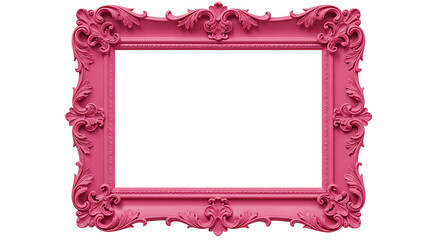 Beautiful decorative pink ornate frame with lush scrolling corner detail design, the perfect decorative element or template for image insertion and picture display