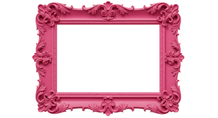 Beautiful decorative pink ornate frame with lush scrolling corner detail design, the perfect decorative element or template for image insertion and picture display