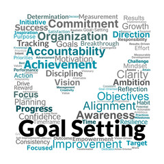 Goal Setting Word Cloud. Key Terms for Effective Goal Achievement