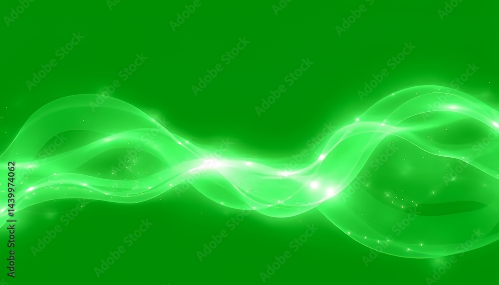 Poster abstract glowing wave isolated on green screen background for musical production visual effect eleme