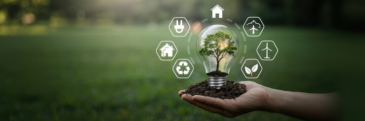 Sustainable energy concept in a nurturing hand