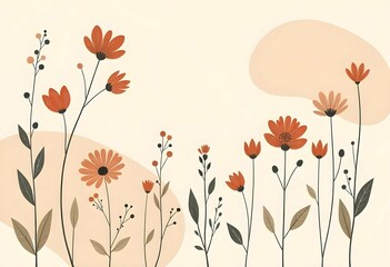 Boho Floral Abstract Vector Background