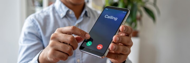 Incoming call displayed on a mobile phone.