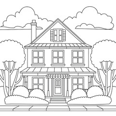 vector illustration of a city coloring page line art 
