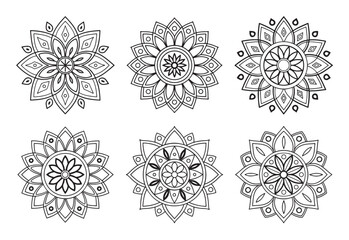 Black and White Floral Mandala Patterns for Digital and Print Use