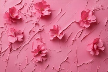 Pink textured background with delicate flowers.