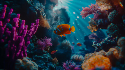 Sunlit Wonders Beneath the Waves A Vivid Coral Reef Alive with Color and Life.