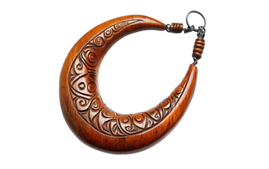 Beautiful Traditional Maori Hook Pendant Isolated for Study and Display Isolated on transparent background.