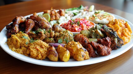 Restaurant platter diverse meats city view