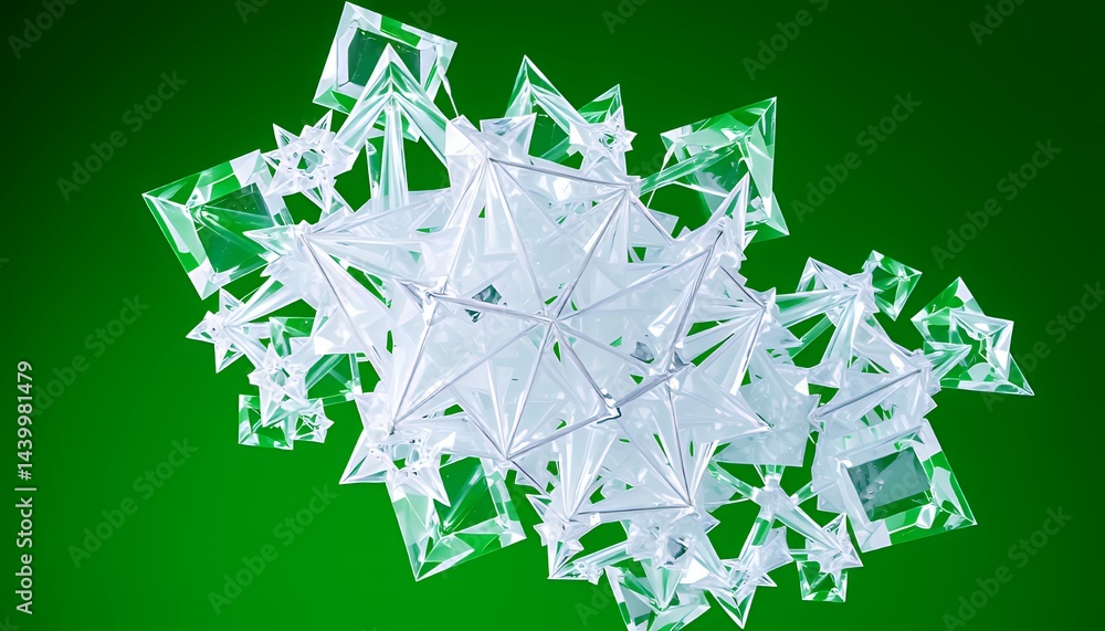 Poster melancholic music vfx element isolated on green screen background showcasing abstract geometric crys