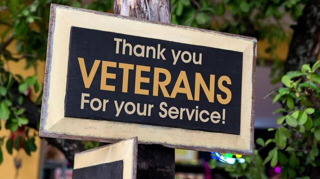 Sign of Thank you USA Veterans for your service in 4k video