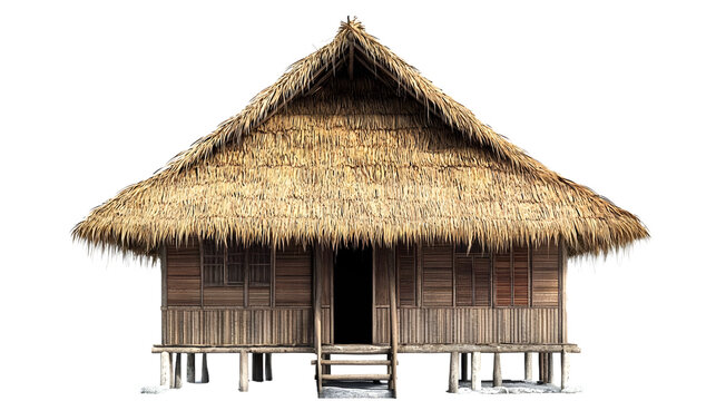 Traditional Filipino Nipa Hut Isolated on Transparent or White Background