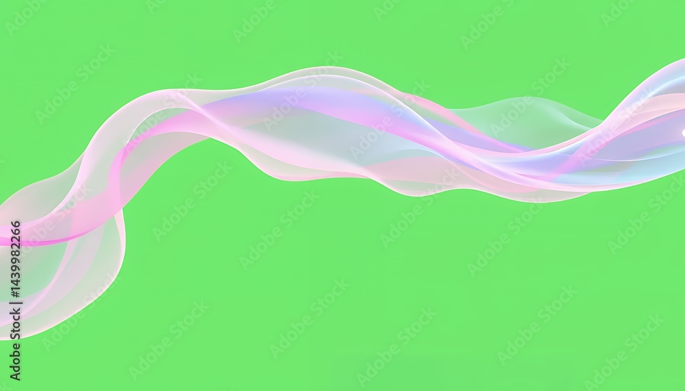 Poster pink flowing wave animation visual effect element isolated on green screen studio background for mus