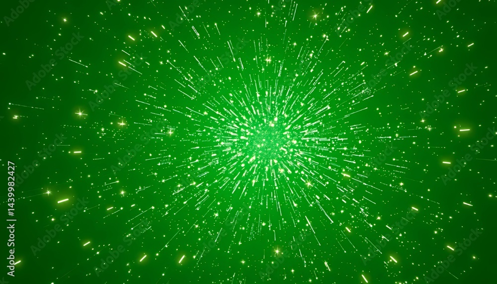 Poster radiant golden particle burst isolated on green screen background perfect for melancholic music vfx 