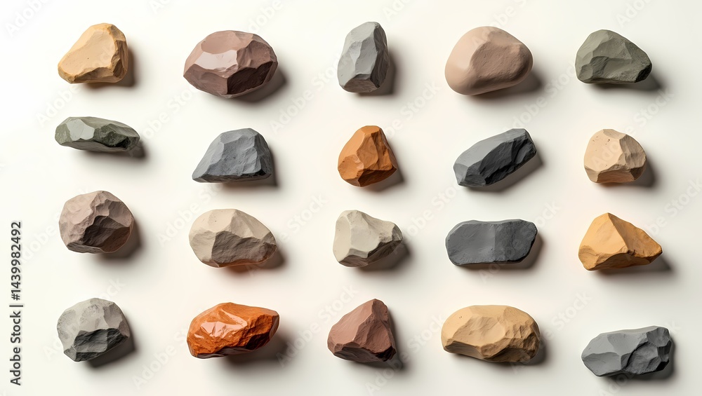 Aufkleber a collection of various colorful stones displayed on a light surface