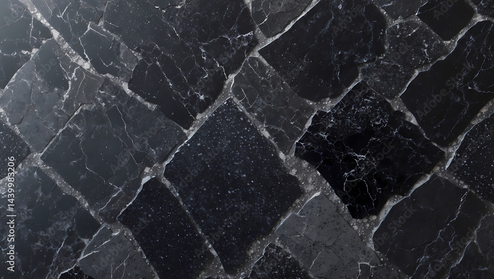 Leinwandbilder a close-up shot of elegant dark stone tiles. the image showcases a stunning pattern and texture of i