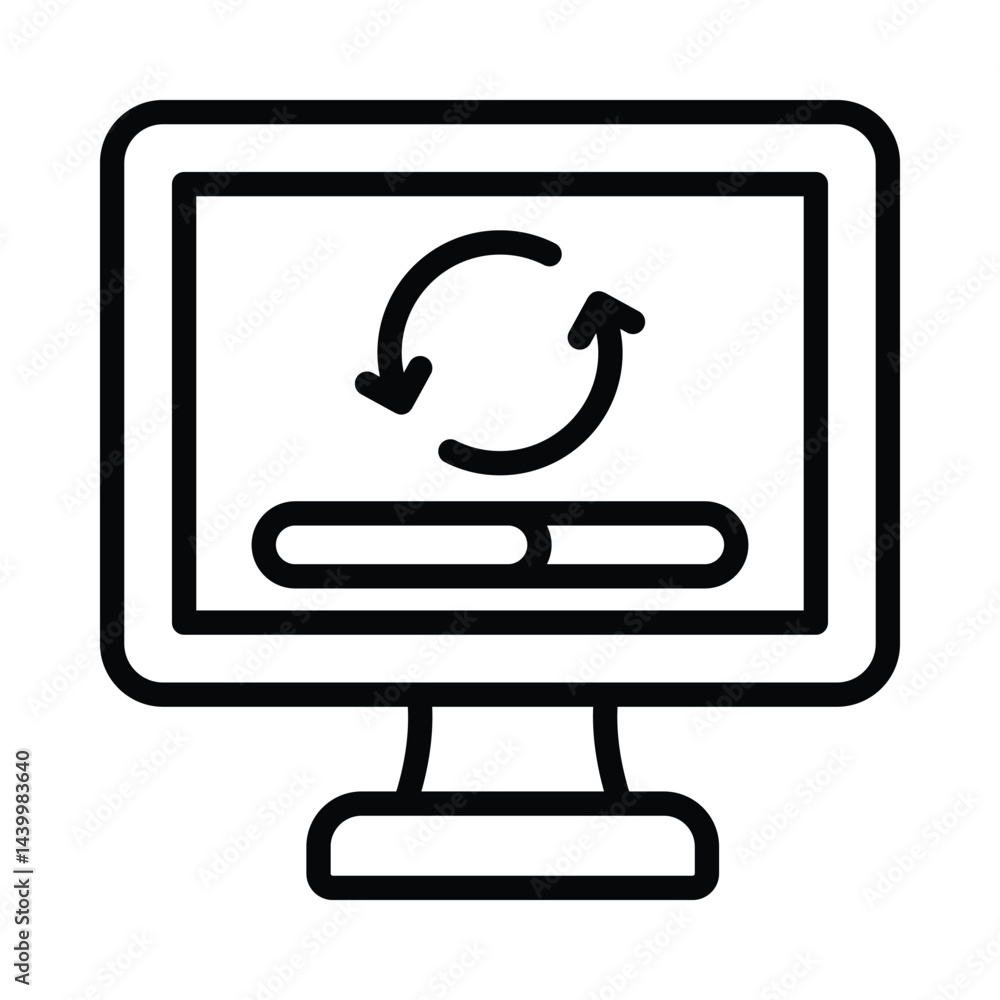 Poster system update vector outline icon. eps10 file