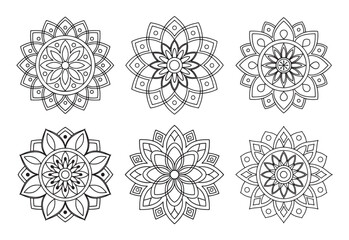Black and White Floral Mandala Patterns for Digital and Print Use