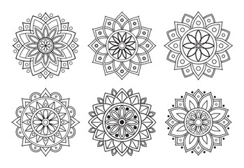 Black and White Floral Mandala Patterns for Digital and Print Use
