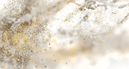 Abstract background with gold and white glitter. Perfect for luxury brands and festive designs.