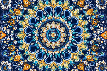 Intricate mandala pattern featuring vibrant colors and symmetrical design, ideal for backgrounds