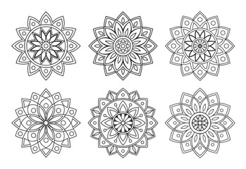 Black and White Floral Mandala Patterns for Digital and Print Use