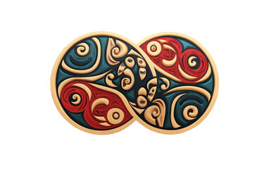 Traditional Waitangi Day Badge Featuring Maori Symbols Isolated on transparent background.