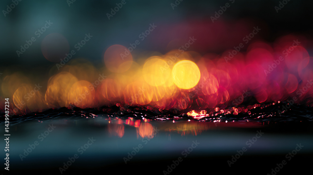 Poster colorful abstract background with bokeh lights creating a dreamy atmosphere at dusk or dawn
