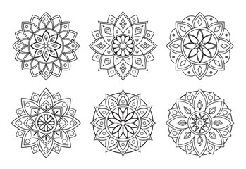 Black and White Floral Mandala Patterns for Digital and Print Use
