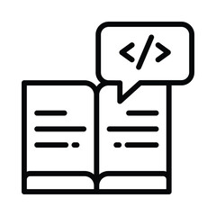 Coding Book Vector outline icon. Eps10 file 