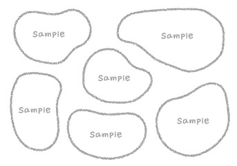 手描きのクレヨン素材　ラフな形のフレームセット