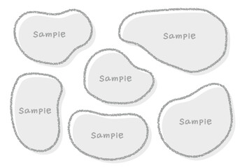 手描きのクレヨン素材　ラフな形のフレームセット