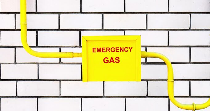Gas entry point to a residential building. Gas pipes on the wall