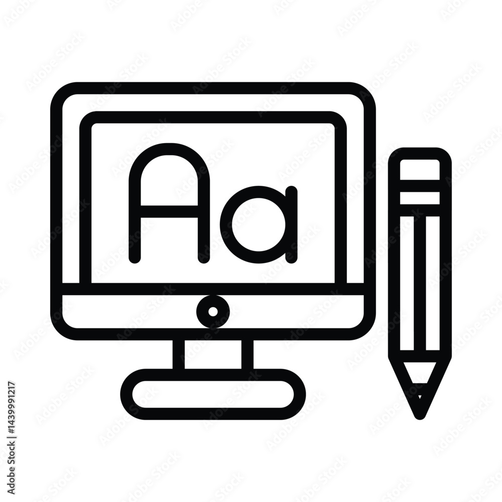 Poster text website vector outline icon. eps10 file
