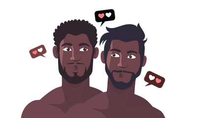 Two men with speech bubbles showing dialogue